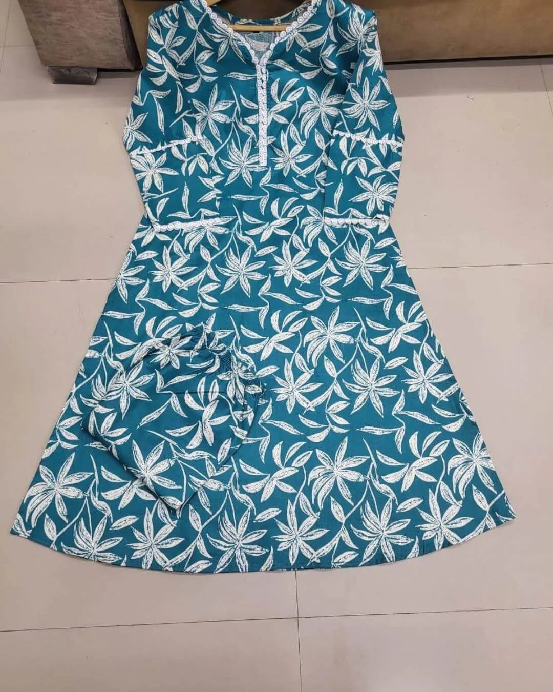 Teal Floral Cotton Co-ord Set