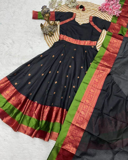 Black Anarkali Kurti Pant Dupatta Set
