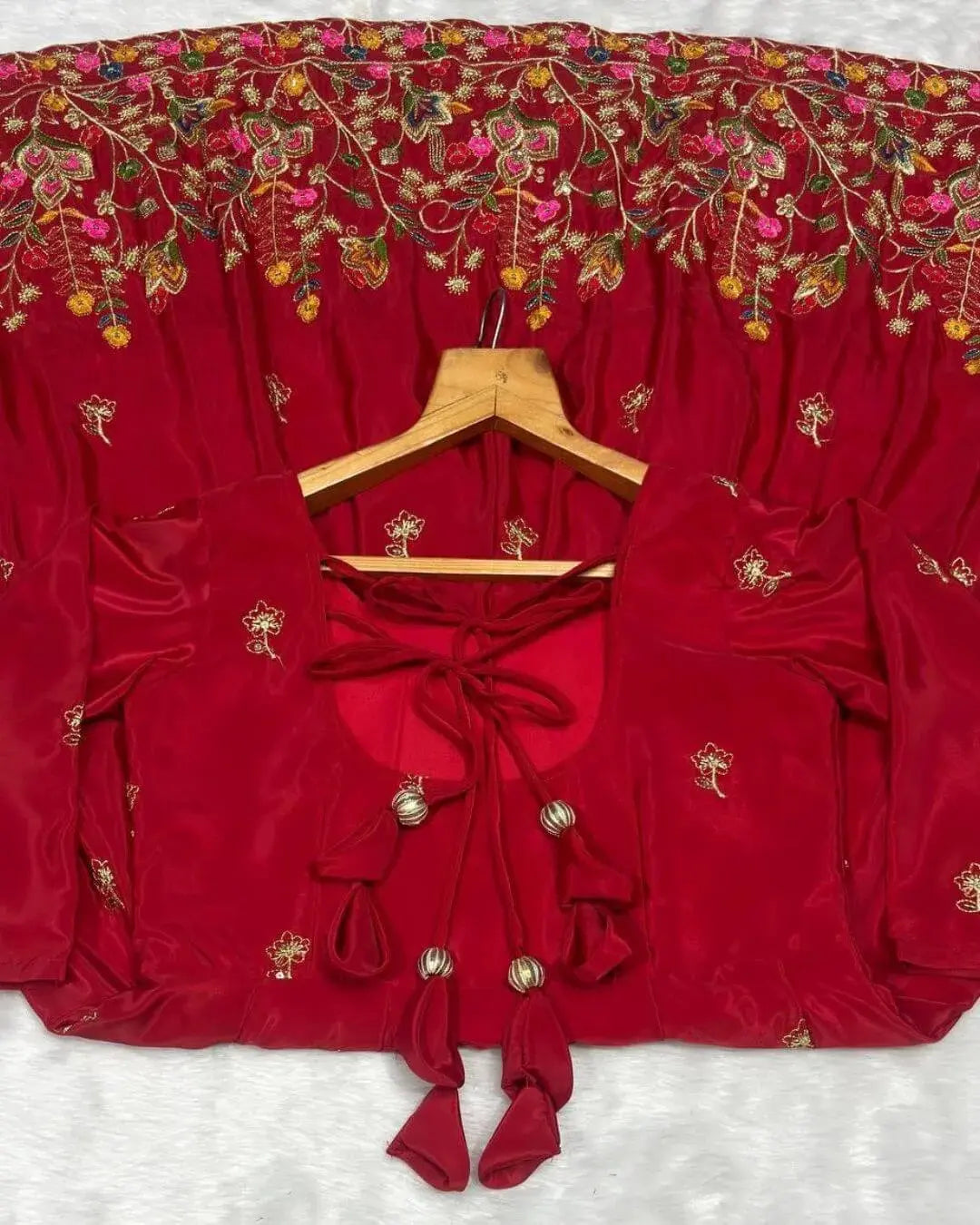 Silk Red Anarkali Kurti Pant With Dupatta