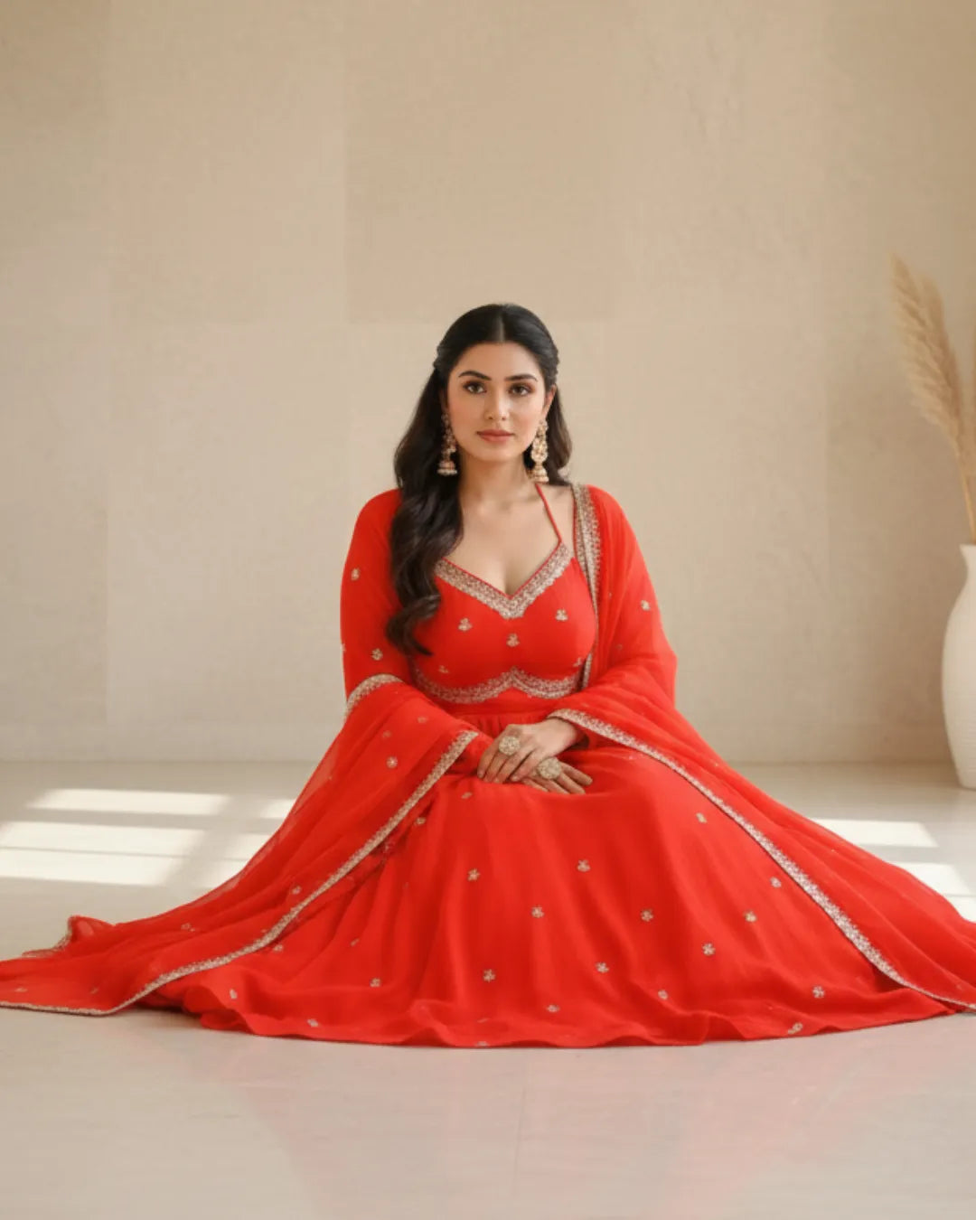 Party Wear Anarkali Dress With Dupatta Set