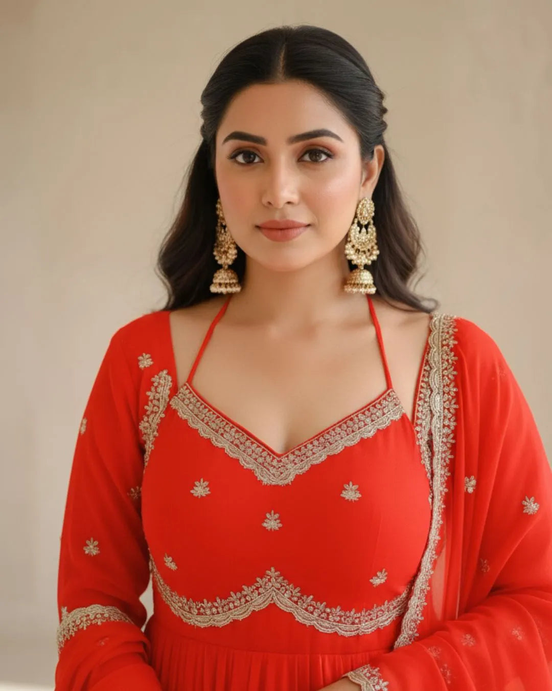 Party Wear Anarkali Dress With Dupatta Set