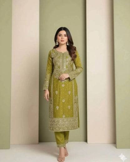 Mehendi Green Party wear Suit Set