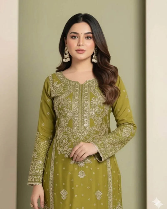 Mehendi Green Party wear Suit Set