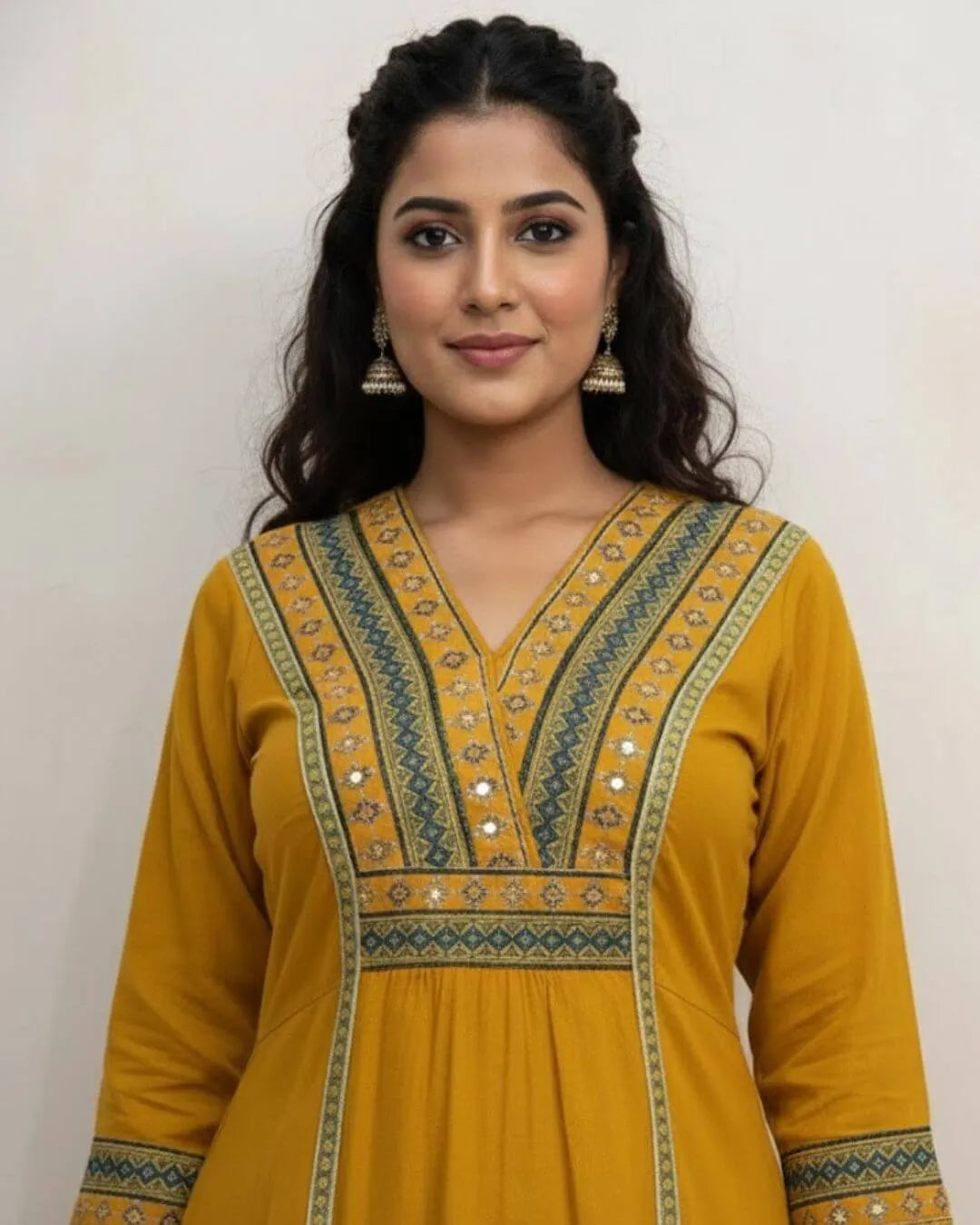 Yellow Colour Cotton Kurti Pant Dupatta Set