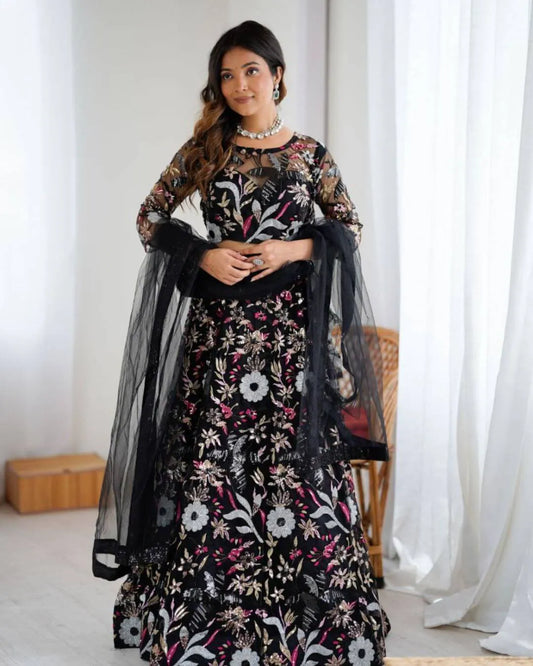 Black Net Lehenga For Wedding