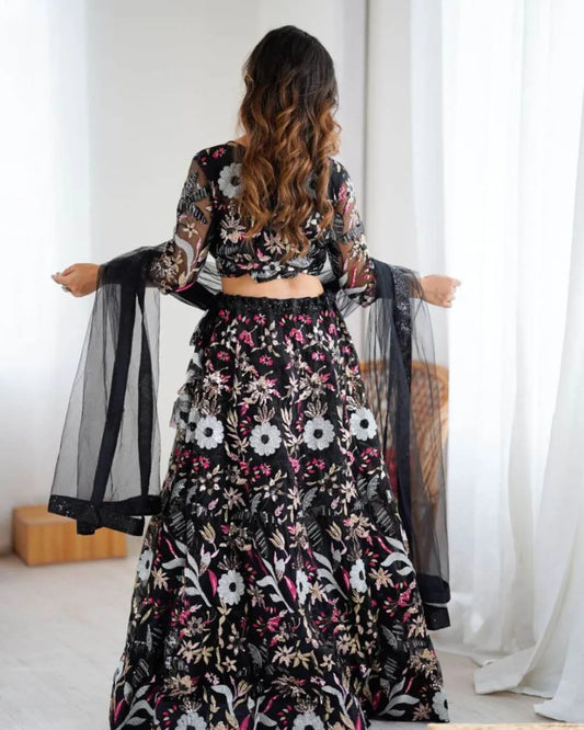 Black Net Lehenga For Wedding