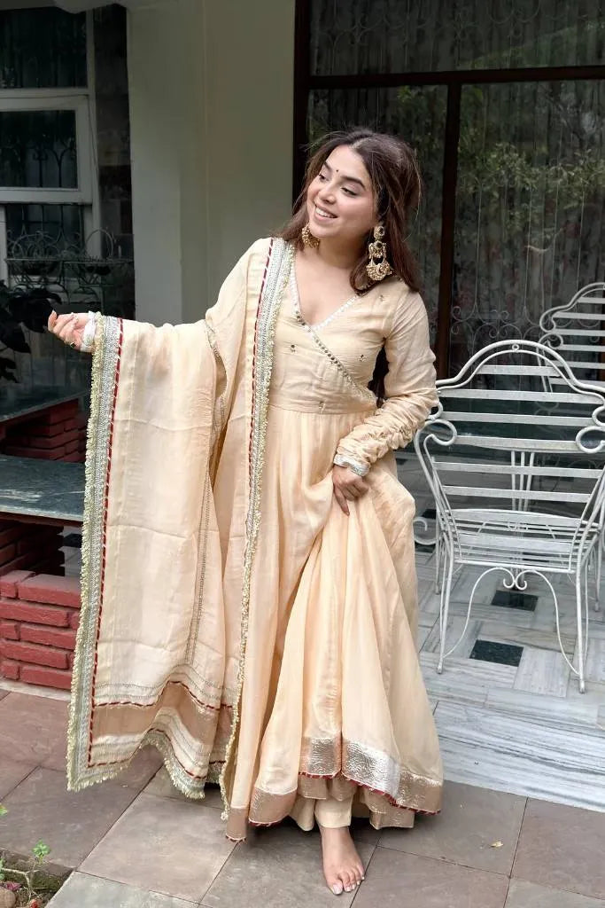 Lime Green Organza Silk Anarkali Suit For Party Wear
