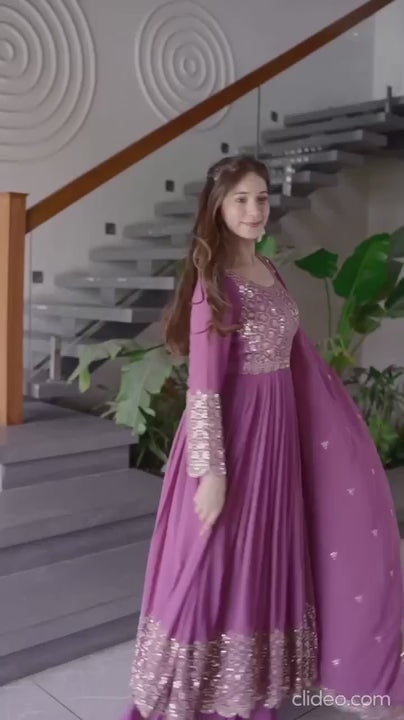 Lavender Sharara Suit With Dupatta Set